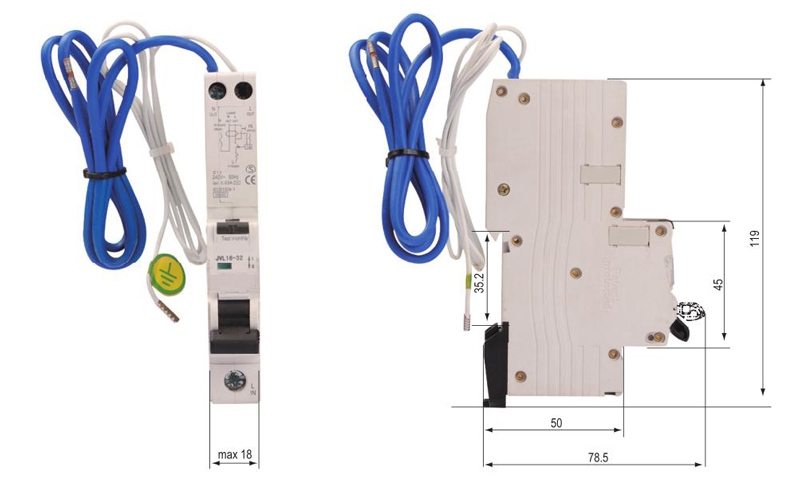 10kA JVL16-32 1P+N single module RCBO circuit breaker