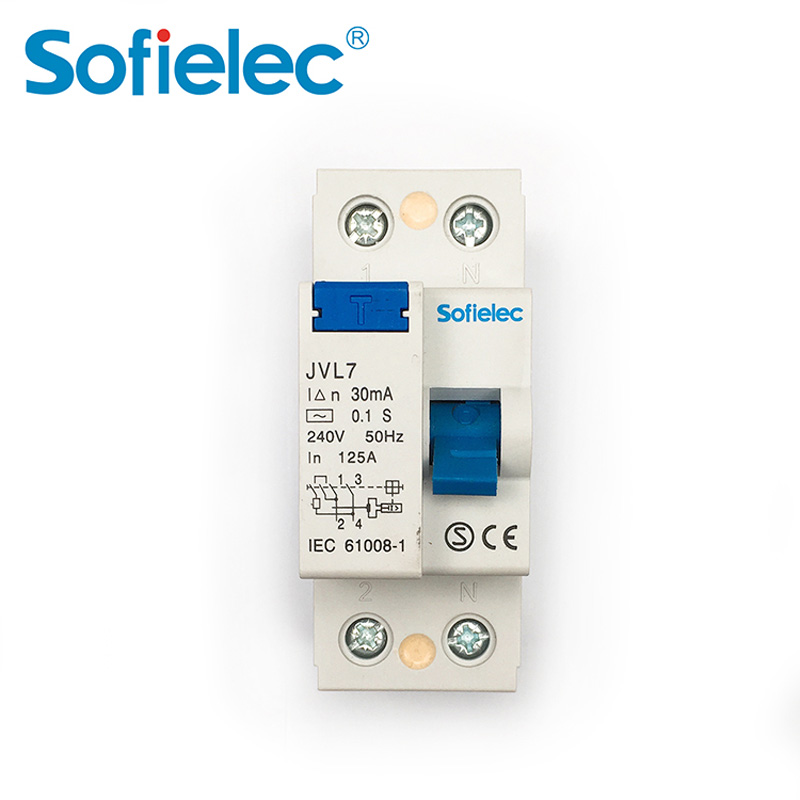 6kA JVL7 240V Sofielec Magnetic 100A 125A RCCB 2P 4P, SEMKO,CB,CE approval, A,AC type Residual Current Circuit Breaker