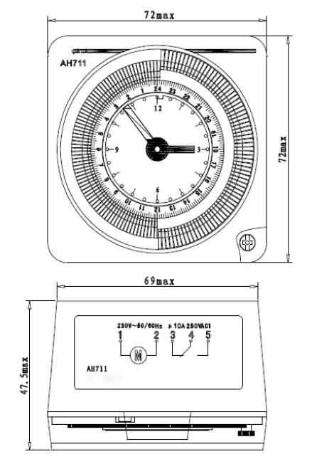 Mechanical Programmable Analogue Time switch drawings