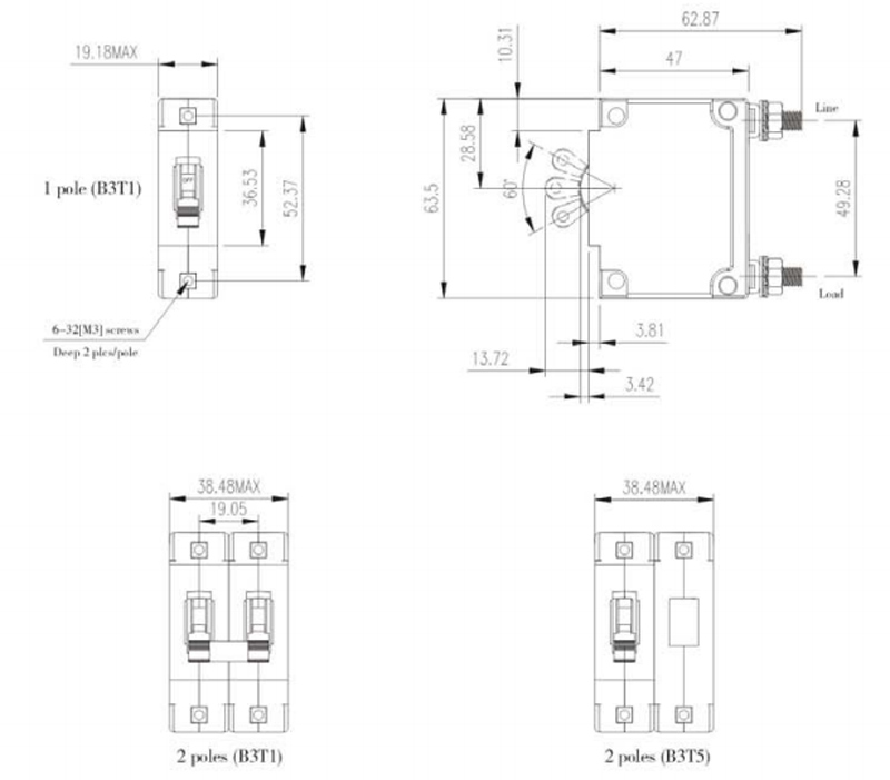 B3 Series Circuit Breaker - Form&Fit Drawings