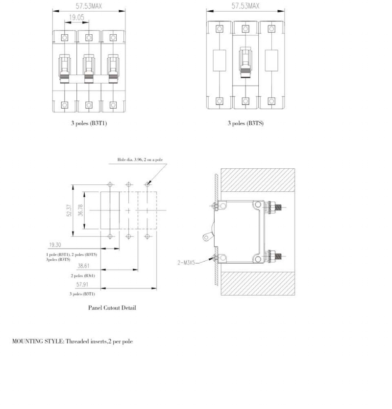 B3 Series Circuit Breaker - Form&Fit Drawings