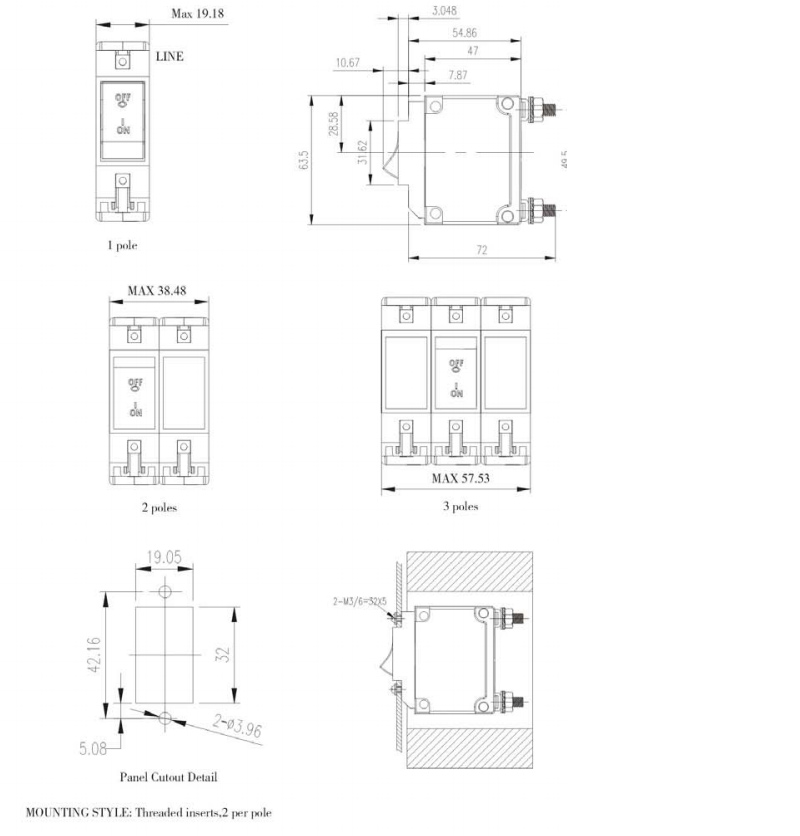 B3 Series Circuit Breaker - Form&Fit Drawings