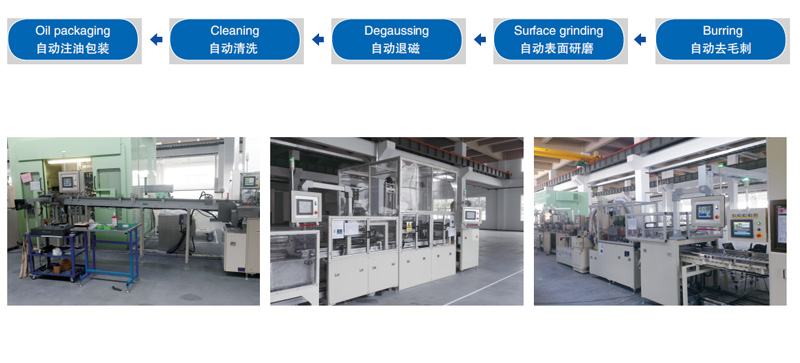 Burring>Surface grinding>Degaussing>Cleaning>Oil packaging