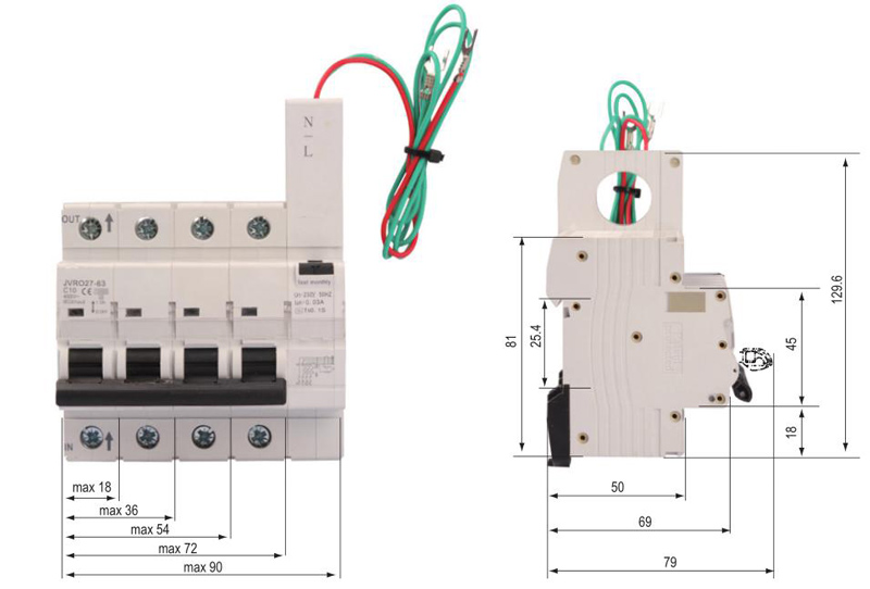 JVRO27-63 hot-selling 1P+N 30mA RCBO circuit breaker parameters