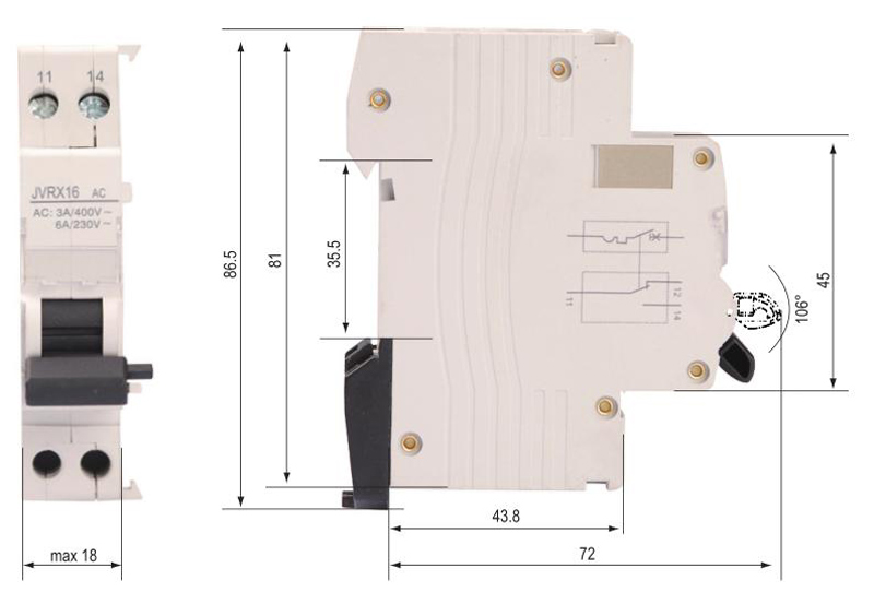 JVRX-16 UT+AC 16 series Auxiliary Circuit breaker Accessory