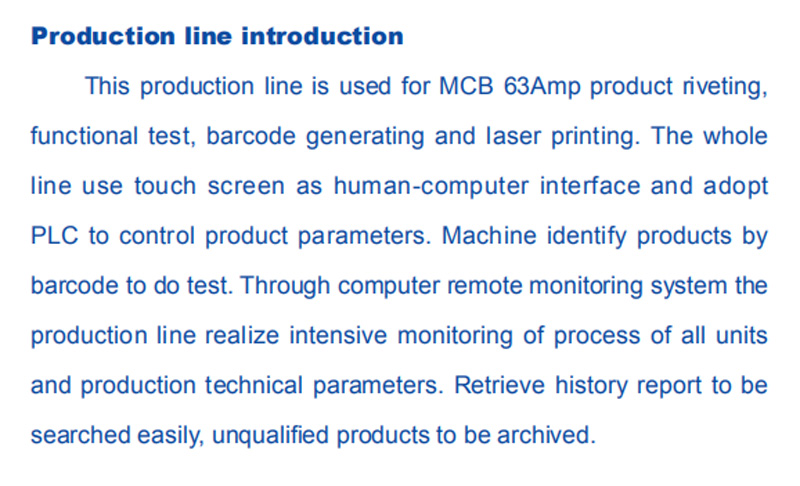 Production line introduction